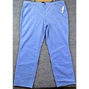 Talbots Flawless High Waist Straight Leg Stretch Blue Corduroy Pants 22W NWT